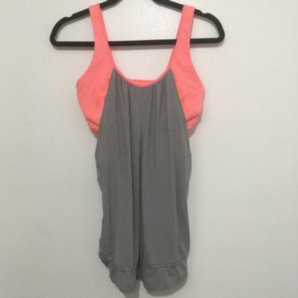 PINK GREY LULULEMON TANK BUILT IN BRA